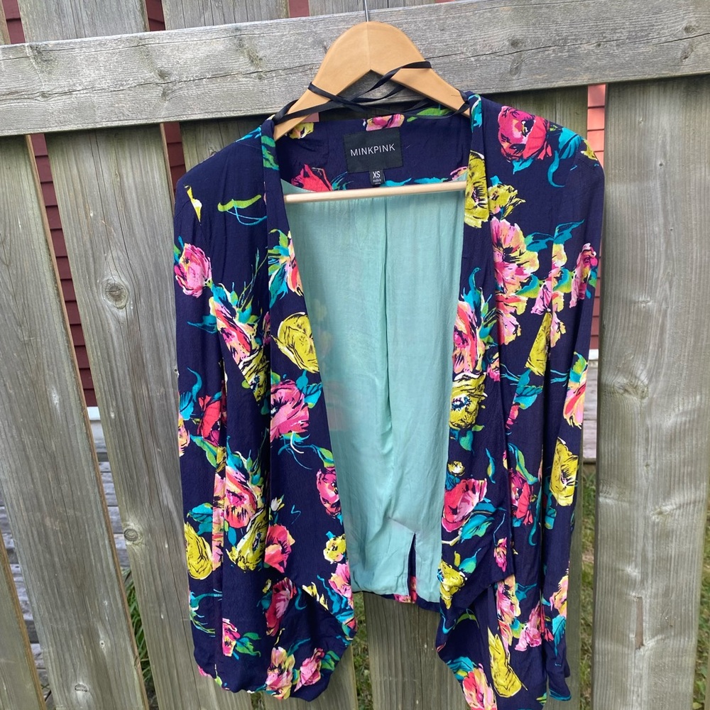 Mink pink floral blazer